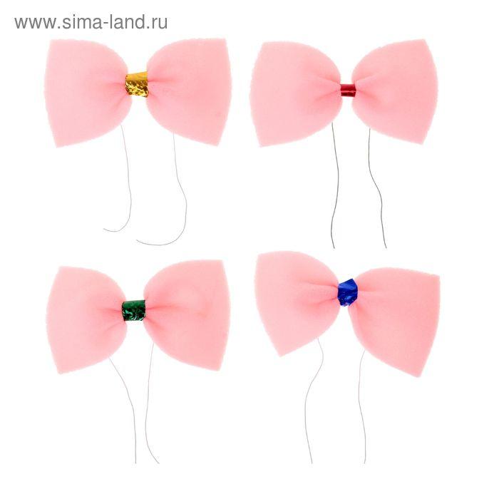 Бабочка карнавальная маленькая, розовый неон, на резинке МИКС