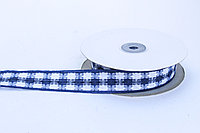 Лента репсовая (из плотной ткани), бело-синяя, 3 см