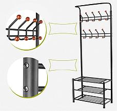 Вешалка напольная крючками и полками для обуви 82х30х190 см, фото 2