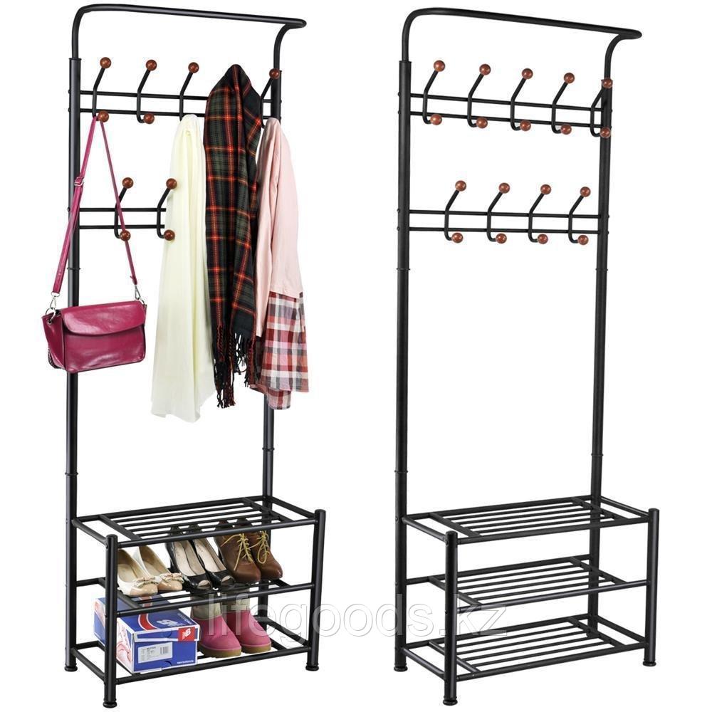 Вешалка напольная с 18-и крючками и 3-х ярусной подставкой для обуви