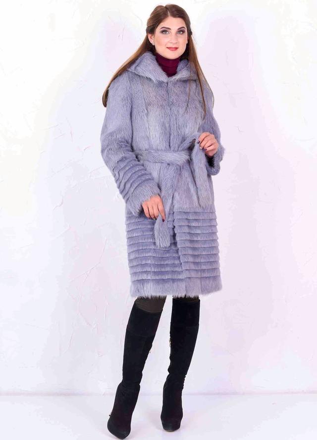 Женская зимняя шуба сапфировго цвета, ФОТО Казахстан