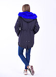 Зимняя меховая куртка парка яркого цвета синий электрик, фото 3