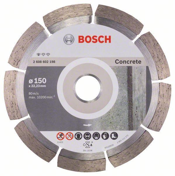 Алмазный отрезной круг по бетону Bosch Standard for Concrete 150x22.23x2x10 мм - фото 2 - id-p57377720