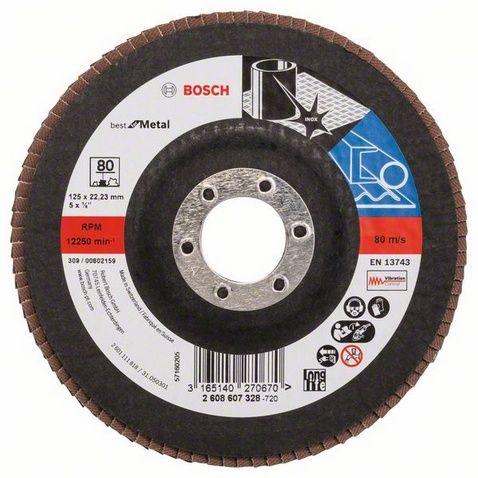 Лепестковый шлифовальный круг прямой Bosch Best for Metal K 80, 125 мм - фото 2 - id-p57377997