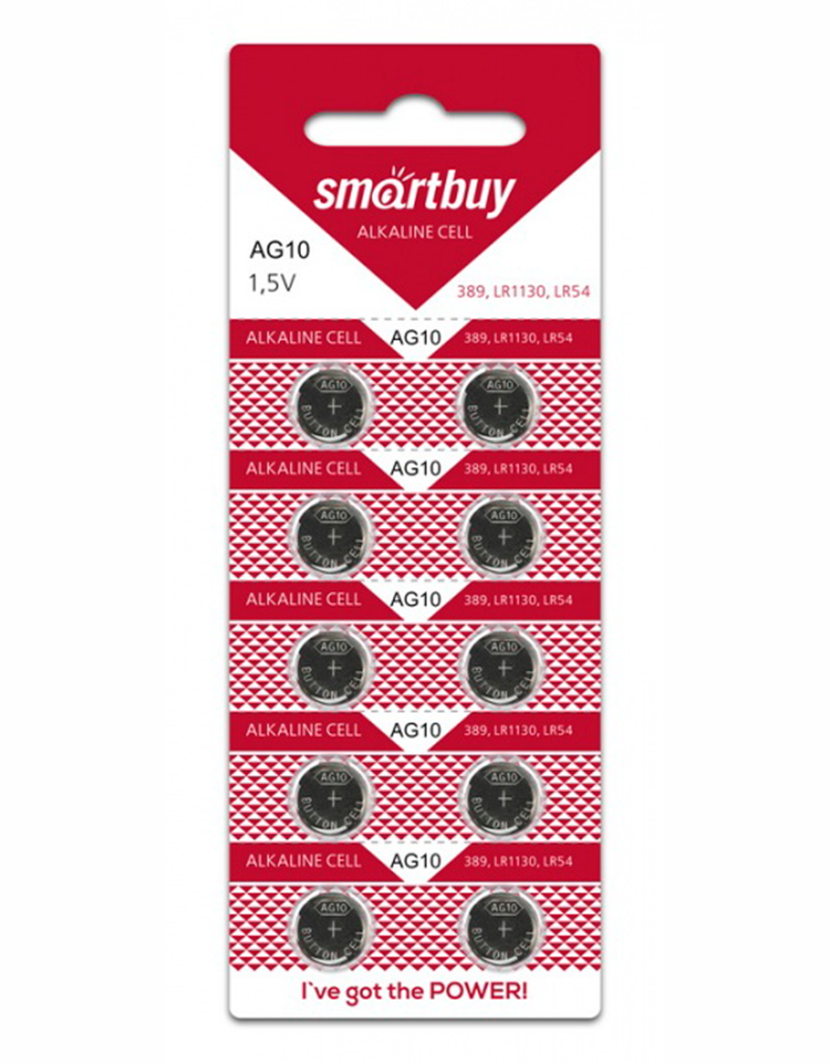 Батарейка Smartbuy Alkaline Cell AG10 (389, LR1130, LR54)