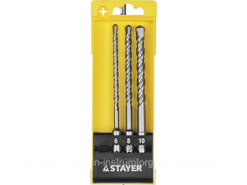 STAYER Набор буров SDS-plus 3 шт: 6 x 160, 8 x 160, 10 x 160 мм