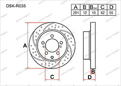 Тормозные диски Toyota RAV 4. CA30W 2005-2012 2.0i / 2.4i / 2.5i (Задние)