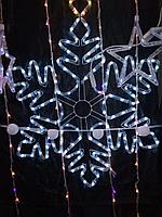 Новогодняя светодиодная фигура "Снежинка" - 80 х 80 см (дюралайт, белый свет)