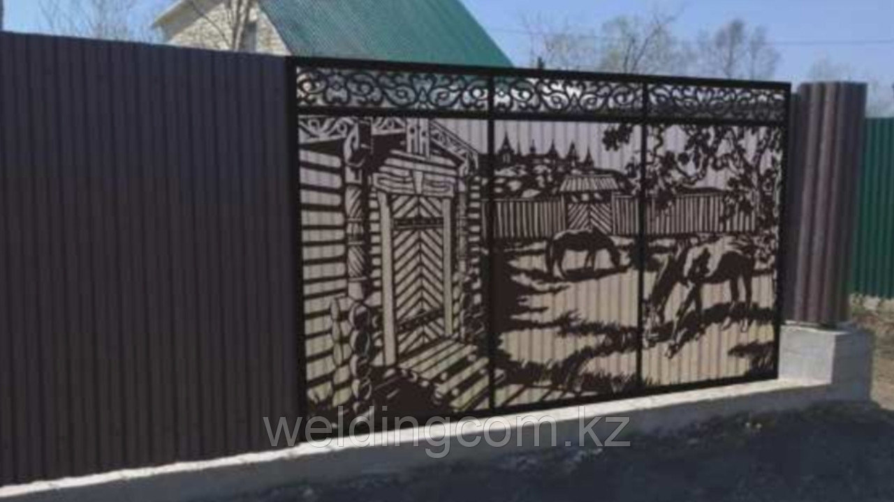 Ворота из профлиста с лазерной резкой