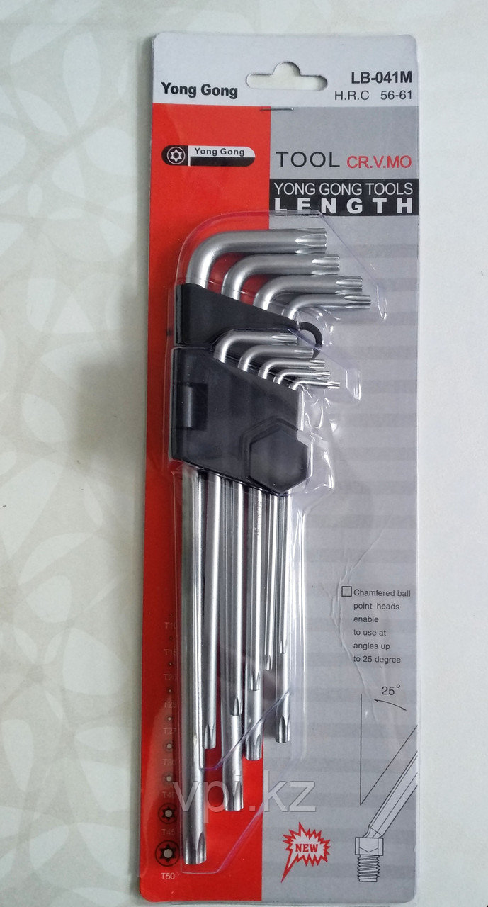 Набор ключей TORX (звездочка) длинные, T10-T50, 9шт.