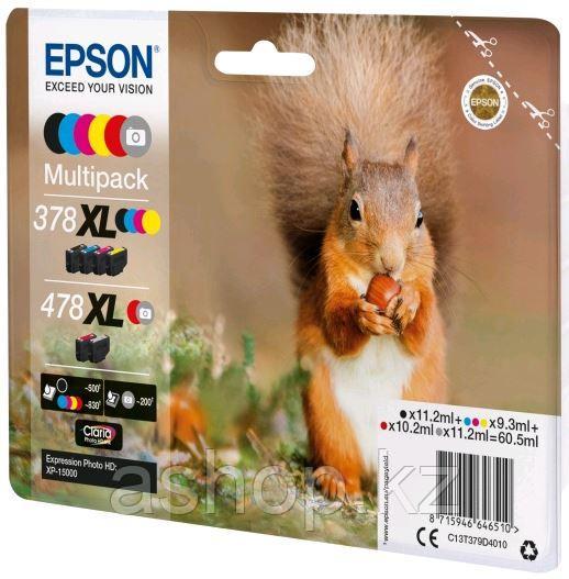 Набор картриджей Epson C13T379D4020 (№387XL, 487XL), Объем: Черный - 11,2 мл: цветной - 9,3 мл, Цвет: Чёрный м