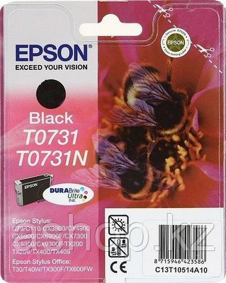 Картридж Epson C13T10514A10 (№T0731, T0731N), Объем: 7,4 мл, Копий ( ISO 19752): 245-260, Цвет: Чёрный, Совмес