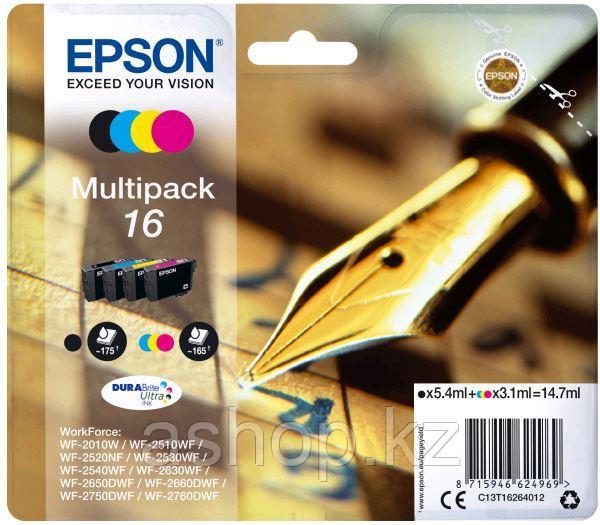 Набор картриджей Epson C13T16264012 (№16), Объем: Черный - 5,4 мл: цветной - 3,1 мл, Цвет: Чёрный, голубой, пу