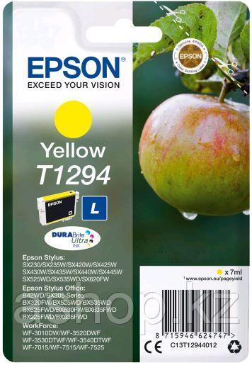 Картридж Epson C13T12944012 (№T1294L), Объем: 7 мл, Копий ( ISO 19752): 330, Цвет: Жёлтый, Совместимость: Styl