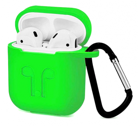 Силиконовый чехол для Apple AirPods с держателем (светло-зеленый)