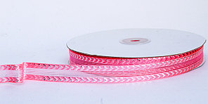 Декоративная лента для одежды прозрачная посередине, розовая, 1.5 см