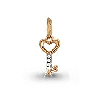 Подвеска Aquamarine серебро с позолотой, фианит, замок и ключ 21176А#