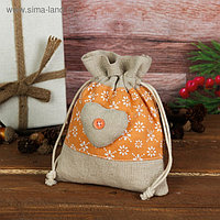 Подарочная сумочка "Сердце" с пуговкой, цвета МИКС