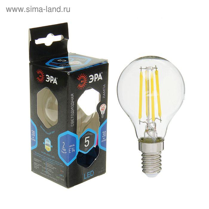 Лампа светодиодная ЭРА, FIL, Р45 5 Вт, 4000 К, E14