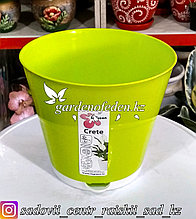 Пластиковый горшок с прикорневым поливом "Крит". Цвет: Зеленый. Объем: 1.8л
