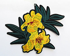 Нашивка на одежду, "Желтый цветок", 9 см