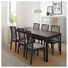 Стол раздвижной ЭКЕДАЛЕН темно-коричневый 120/180x80 см ИКЕА IKEA, фото 3