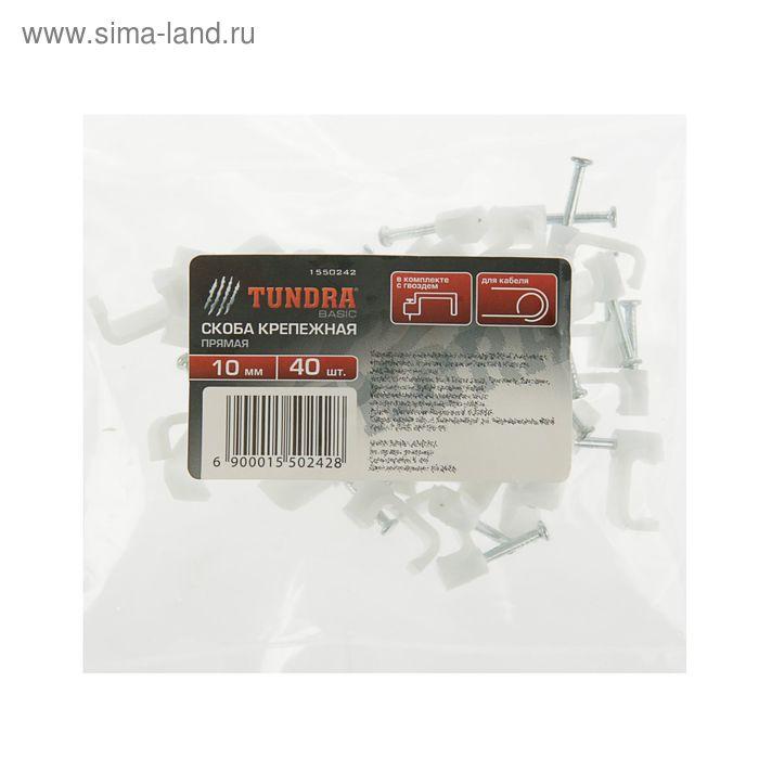 Скоба крепежная прямая TUNDRA basic, 10 мм, в комплекте с гвоздем, в упаковке 40 шт.