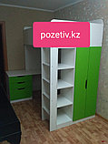 Кровать-чердак Polini Simple с письменным столом и шкафом, белый-лайм, фото 6