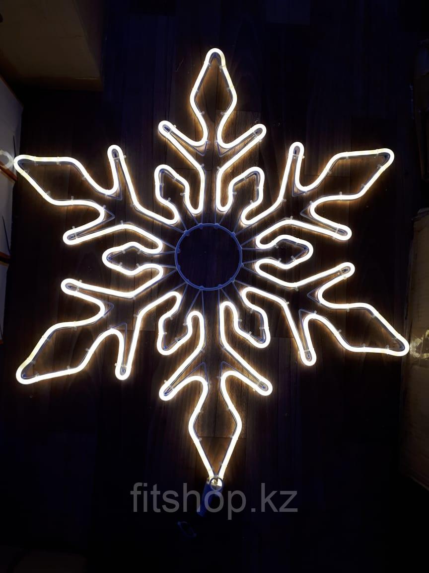 Новогодняя светодиодная фигура "Снежинка" - 65 х 65 см (дюралайт, белый свет), фото 1
