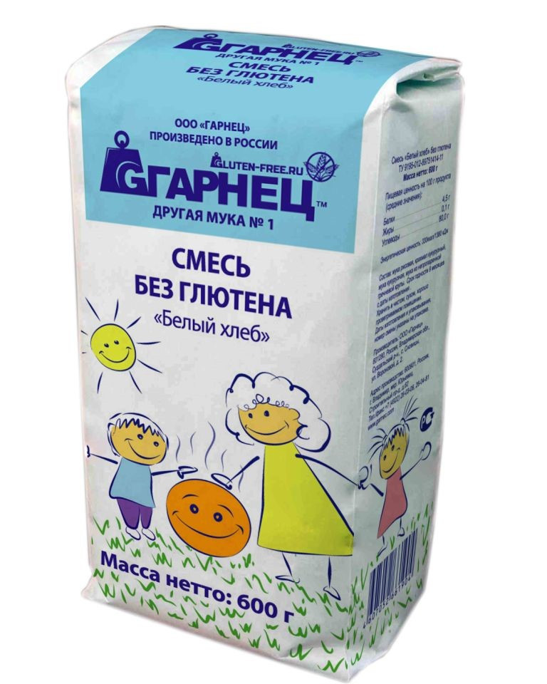 Смесь без глютена «Белый хлеб» Гарнец, 600 гр