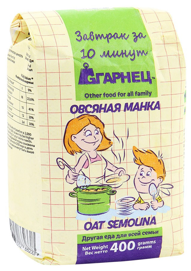 КРУПКА ОВСЯНАЯ "ОВСЯНАЯ МАНКА" ГАРНЕЦ, 400 гр