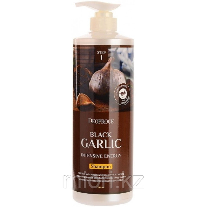 Интенсивный шампунь от выпадения волос "Чёрный чеснок" Deoproce shampoo Black Garlic intensive energy 1000мл