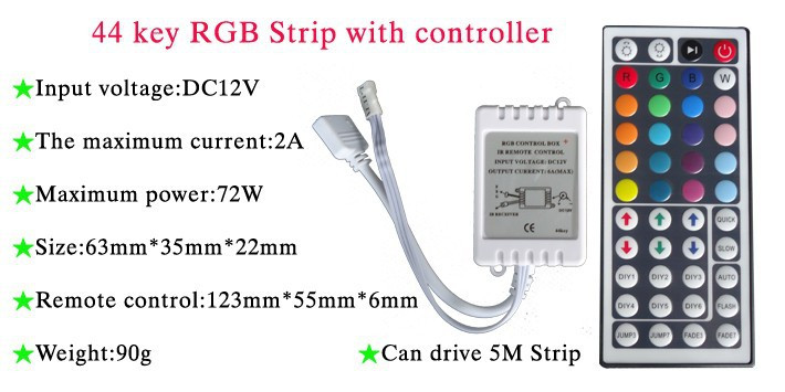 Контроллер с 44 кнопочным пультом для RGB лент 5050 3528 CIF-44