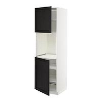 МЕТОД Высок шкаф д/духовки/2дверцы/полки, белый, Лерхюттан черная морилка