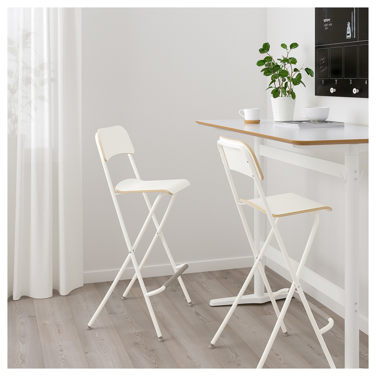 Стул барный складной ФРАНКЛИН 74 см белый ИКЕА, IKEA - фото 2 - id-p4639138