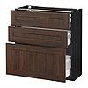 МЕТОД / МАКСИМЕРА Напольный шкаф с 3 ящиками, черный, Эдсерум коричневый