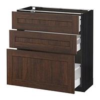 МЕТОД / МАКСИМЕРА Напольный шкаф с 3 ящиками, черный, Эдсерум коричневый