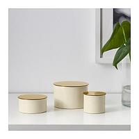 ГЛИТРИГ Декоративная коробочка, 3 предм., слоновая кость, золотой 203.941.57 ГЛИТРИГ Декоративная коробочка, 3 предм., слоновая кость, золотой