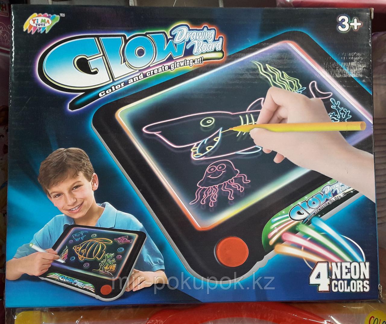 Светящаяся доска-планшет для рисования Glow drawing (4 неоновых цвета) 4 в 1 Алматы