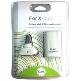 Аккумулятор на джойстик Xbox 360 Rechargeable Battery Pack + Charge Cable 3600mAh, белый