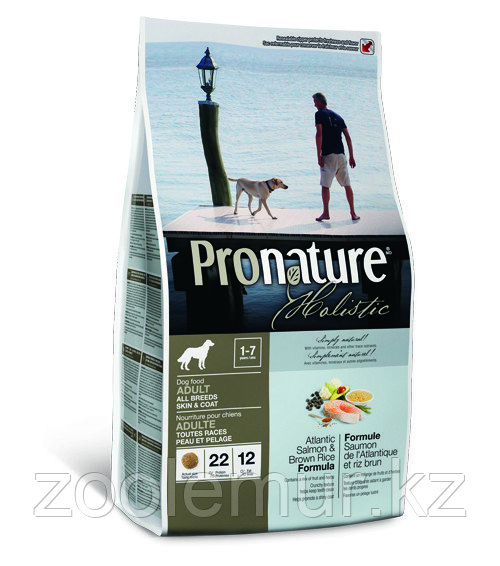 Pronature Holistic Adult All Breeds для здоровья кожи и шерсти собак, лосось с рисом 2.72