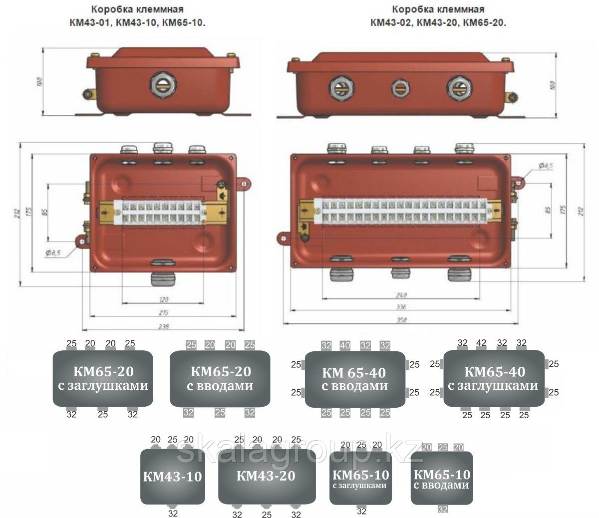 КМ 43-10 У3 IP43 коробка монтажная ступенчатый ПВХ ввод ЗЭТА - фото 2 - id-p57815512