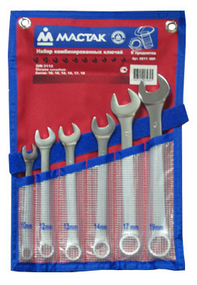 Набор комбинированных ключей, 10-19 мм, 6 предметов МАСТАК 0211-06P