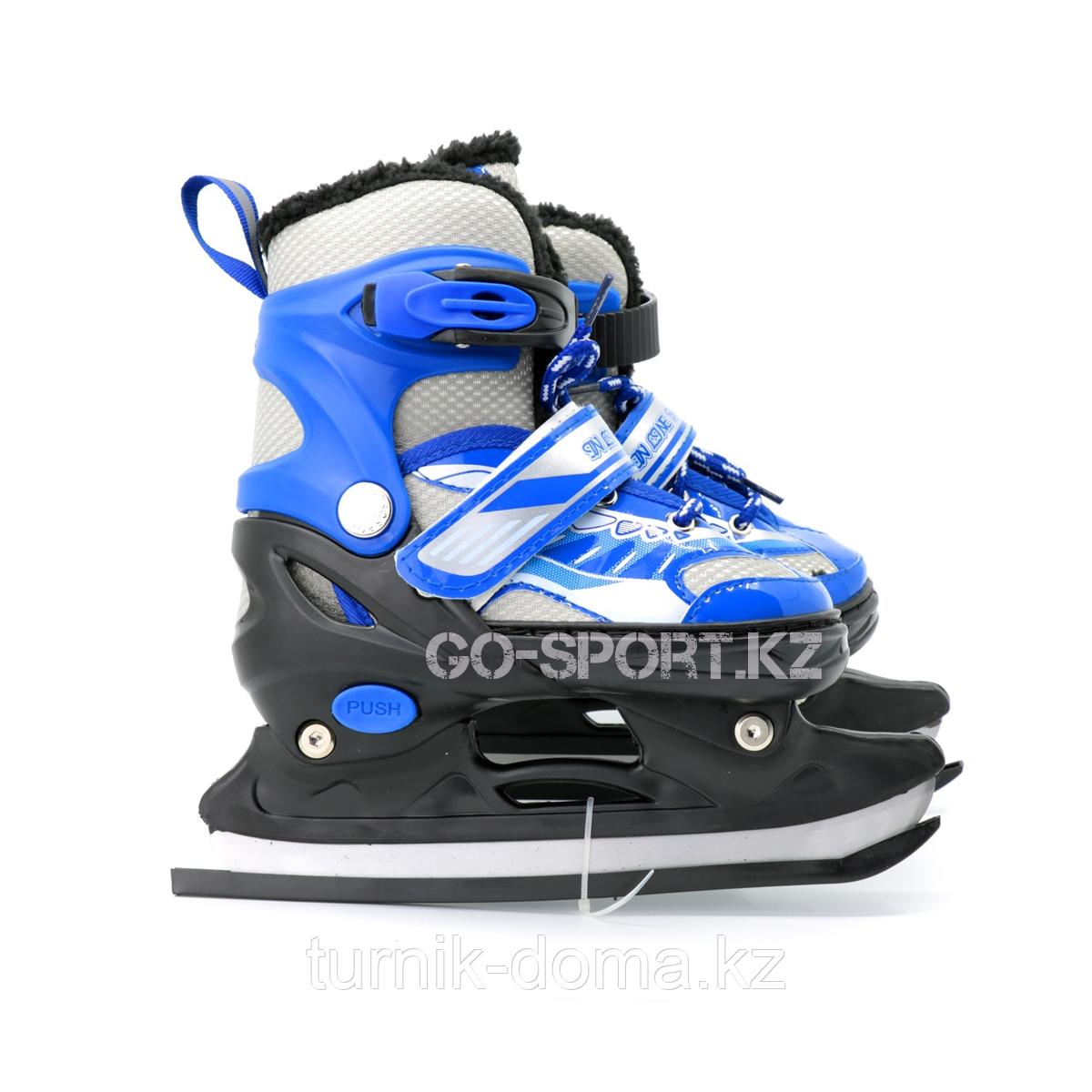Детские раздвижные коньки, синие с меховой подкладкой In Line Skate, размер S (28-33) - фото 1 - id-p57830735