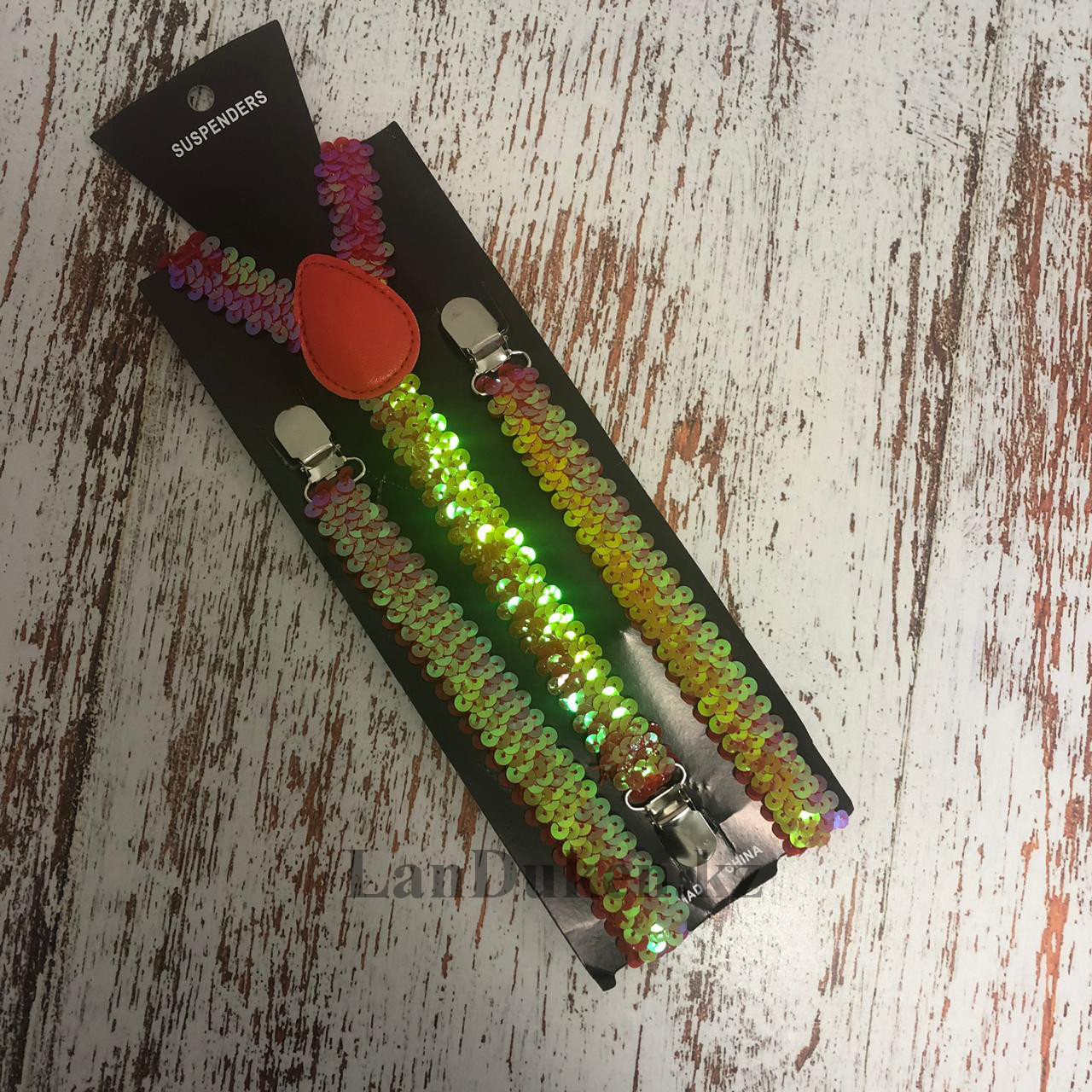 Подтяжки для брюк карнавальные с пайетками перламутрово-красный