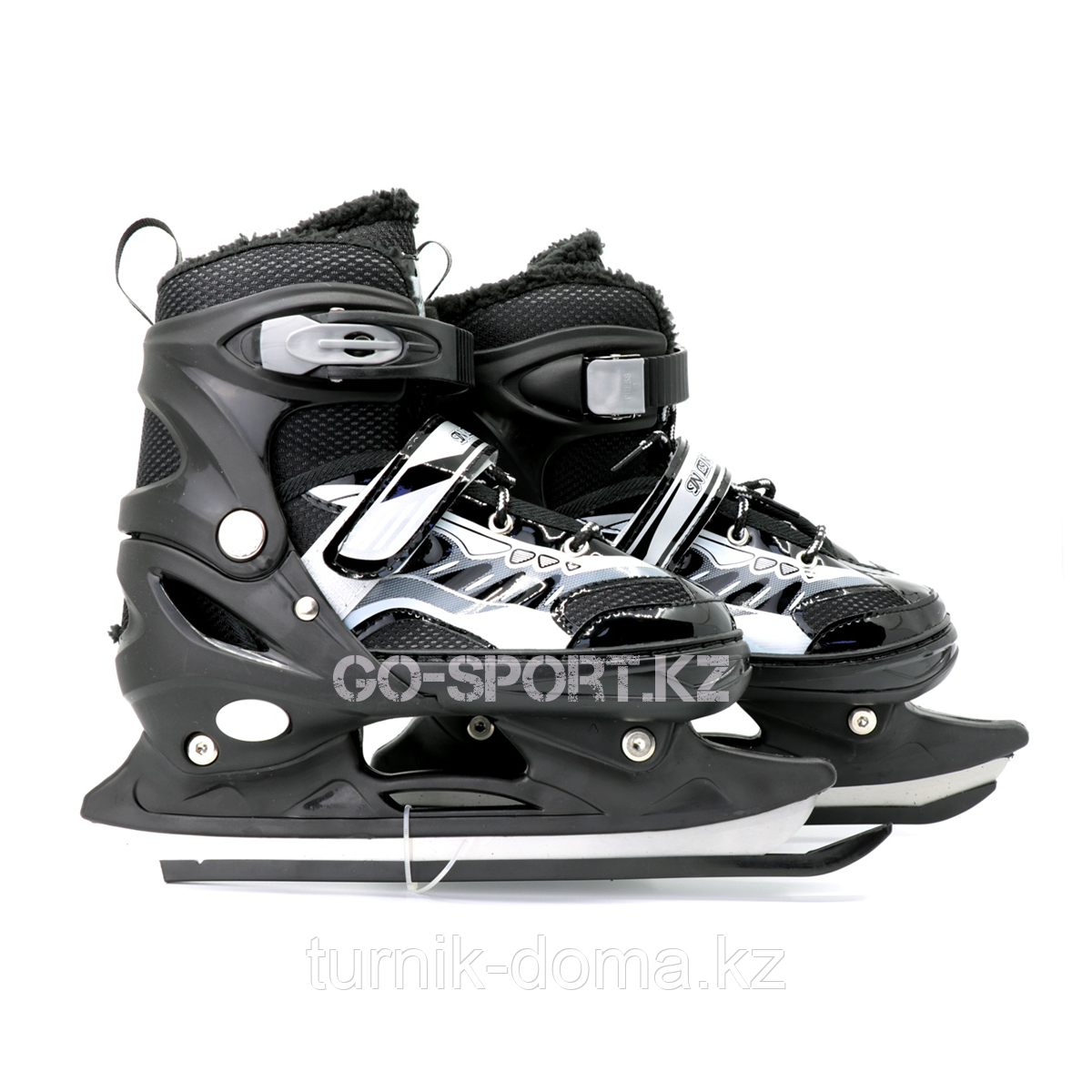 Детские раздвижные коньки, черные с меховой подкладкой In Line Skate, размер S (28-33) - фото 1 - id-p57844002