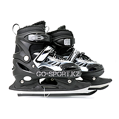 Детские раздвижные коньки, черные с меховой подкладкой In Line Skate, размер М (34-39)