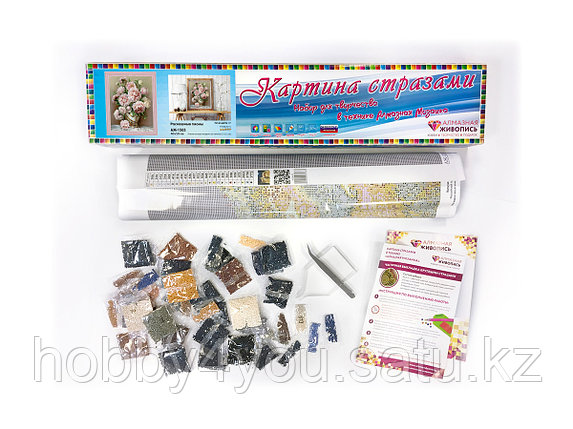 Картина стразами "Роскошные пионы", 40*50см, фото 2