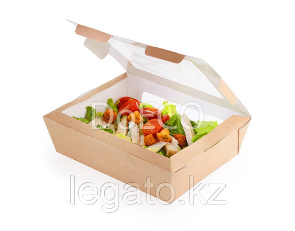 Упаковка ECO SALAD 600 мл Крафт с окошком вверху