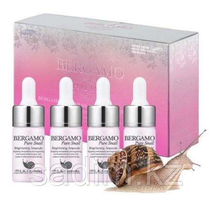 Bergamo pure snail brightening ampoule 4 pcs Сыворотка ампульная с муцином улитки, для сияния кожи "Bergamo"
